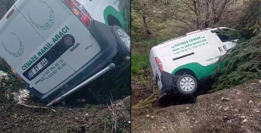 Cenaze Aracı Kaza Yaptı: 2 Kişi Yaralandı