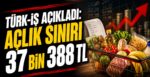 Türk-İş Açıkladı: Açlık Sınırı 37 Bin 388 TL