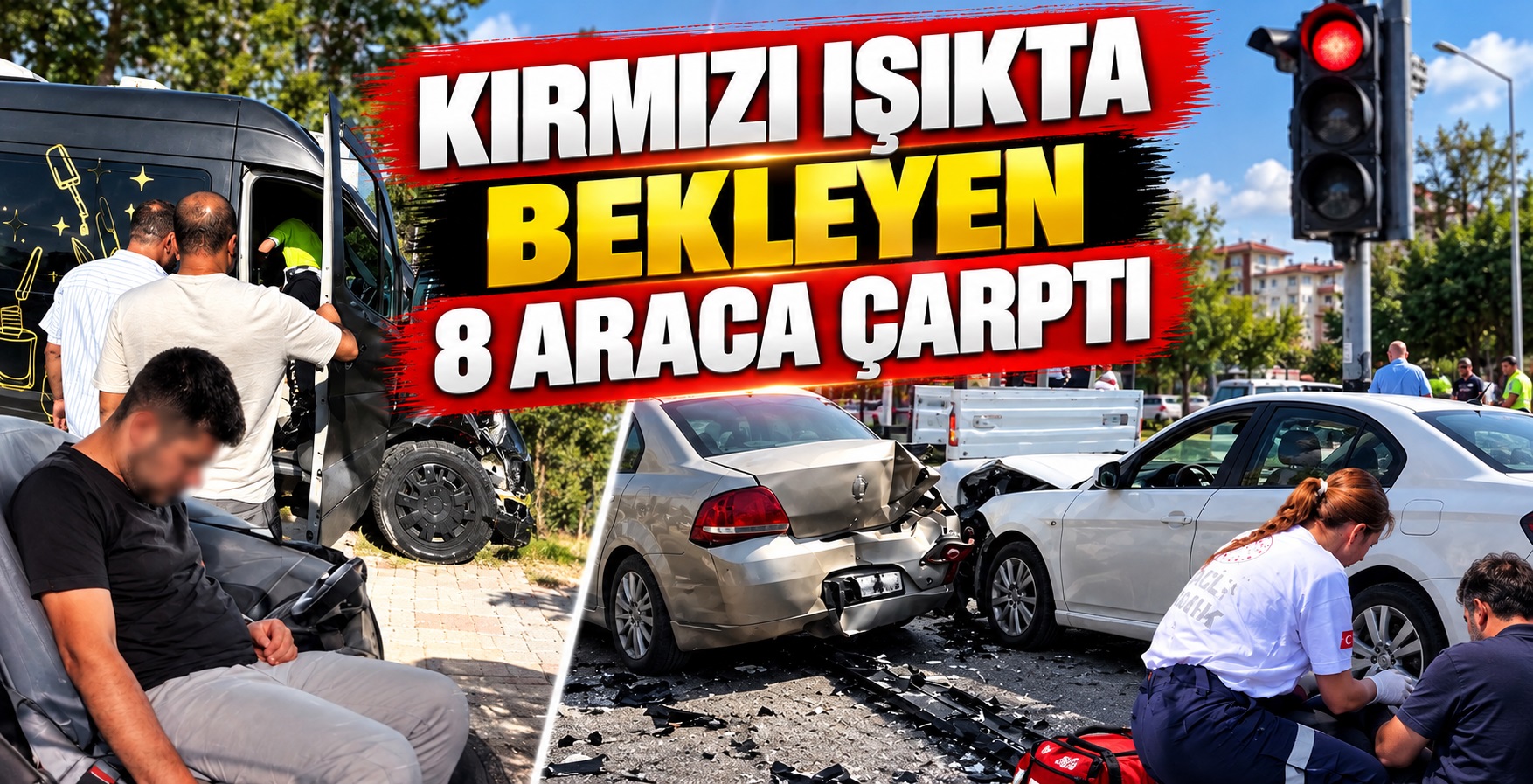 Kırmızı Işıkta Bekleyen 8 Araca Çarptı