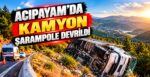 Acıpayam’da Kamyon Şarampole Devrildi