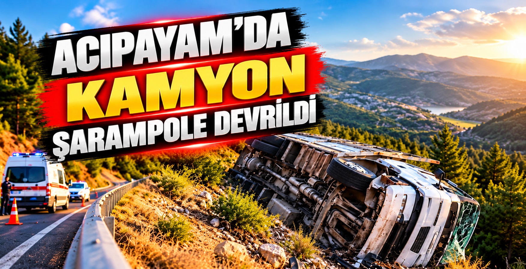 Acıpayam’da Kamyon Şarampole Devrildi