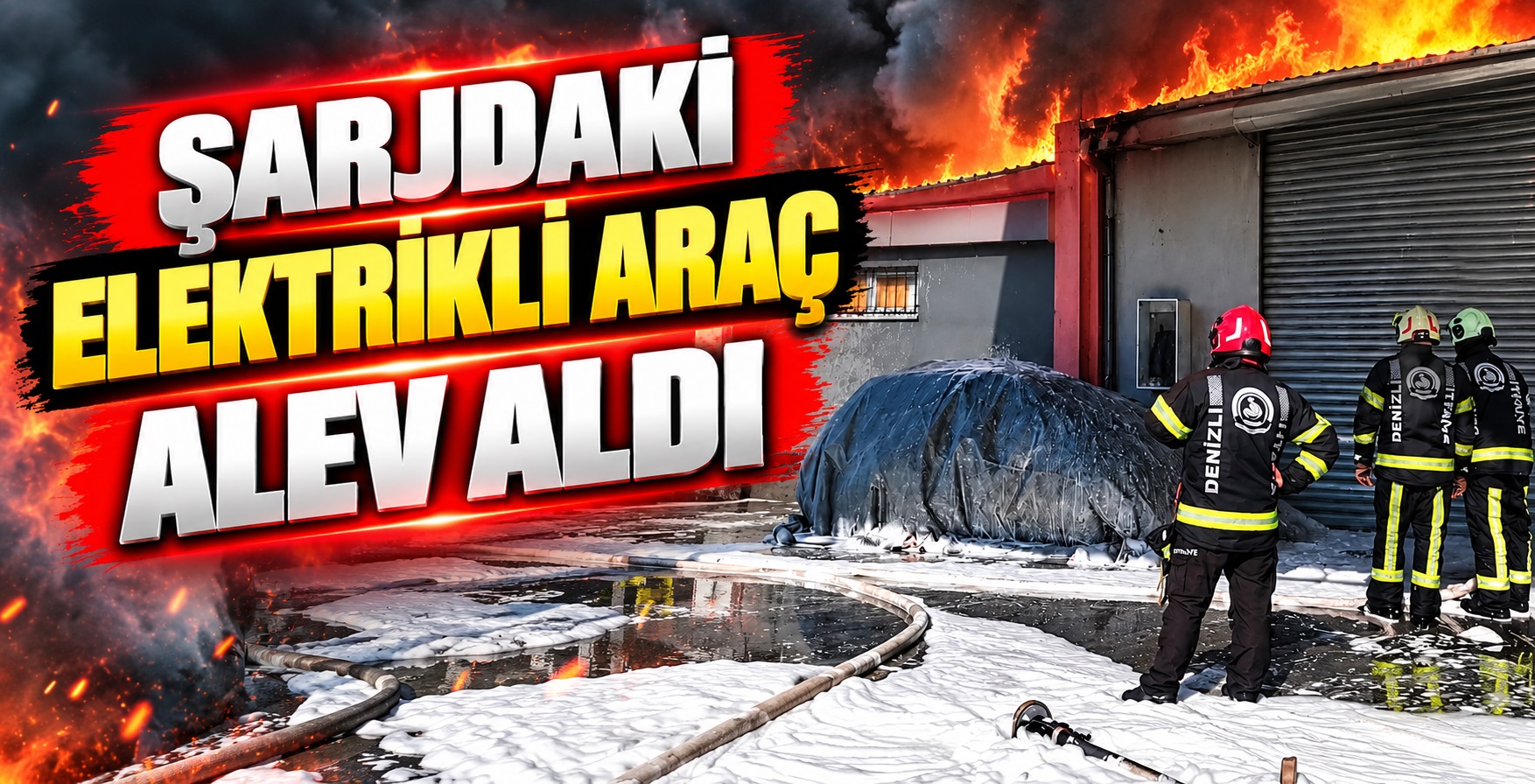 Şarjdaki Elektrikli Araç Alev Aldı